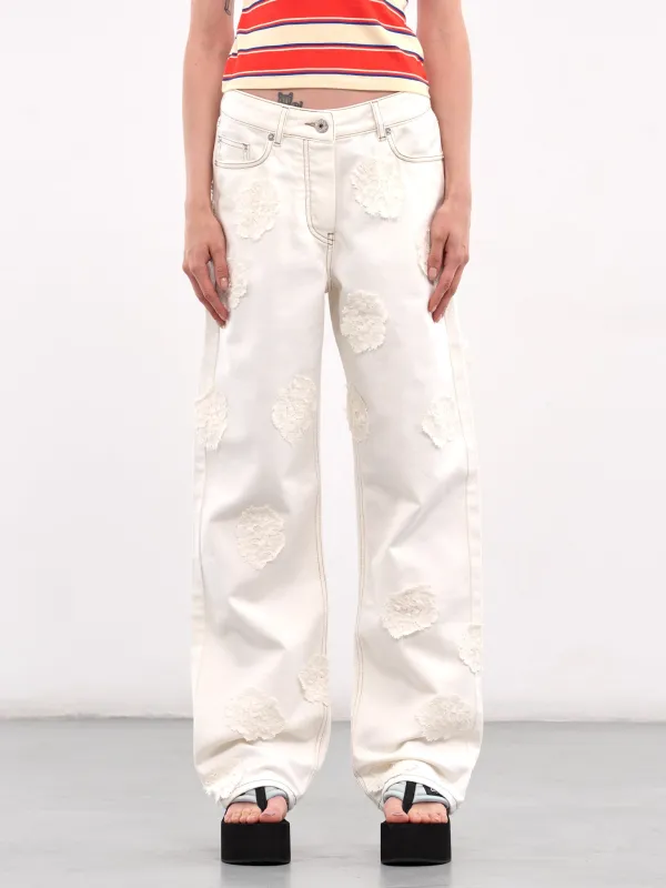 Lace Patch Jeans (PA044B-WHITE-LACE) sold by lorenzo