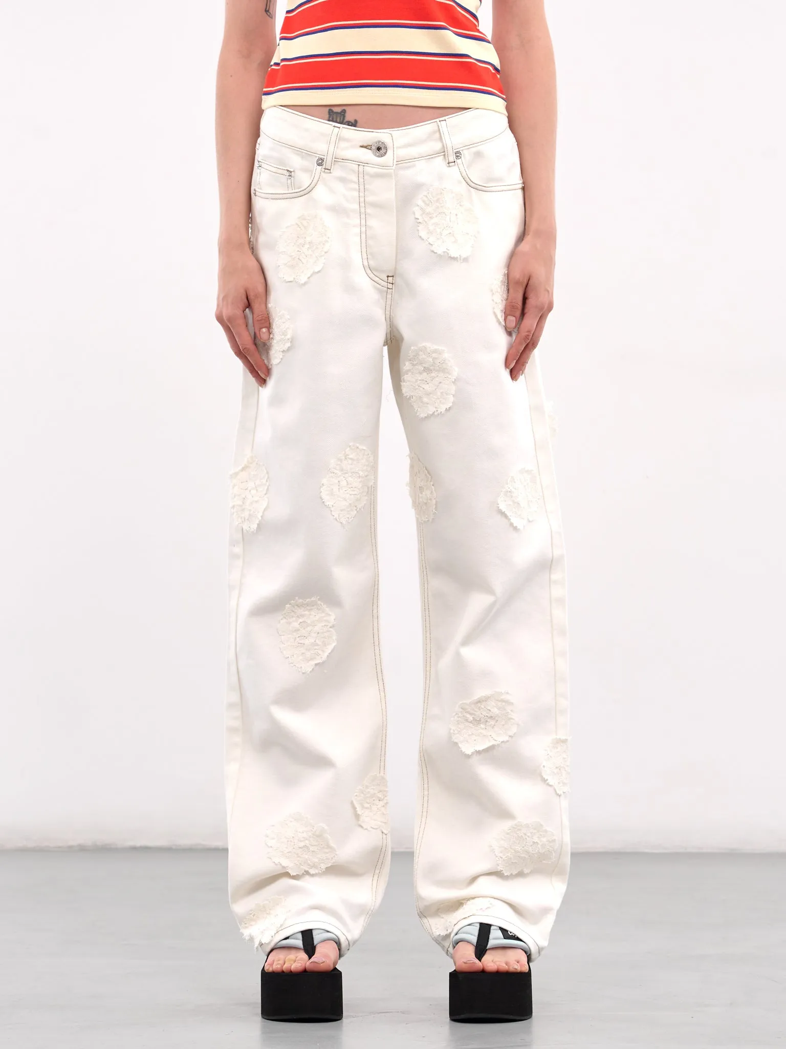 Lace Patch Jeans (PA044B-WHITE-LACE) sold by lorenzo