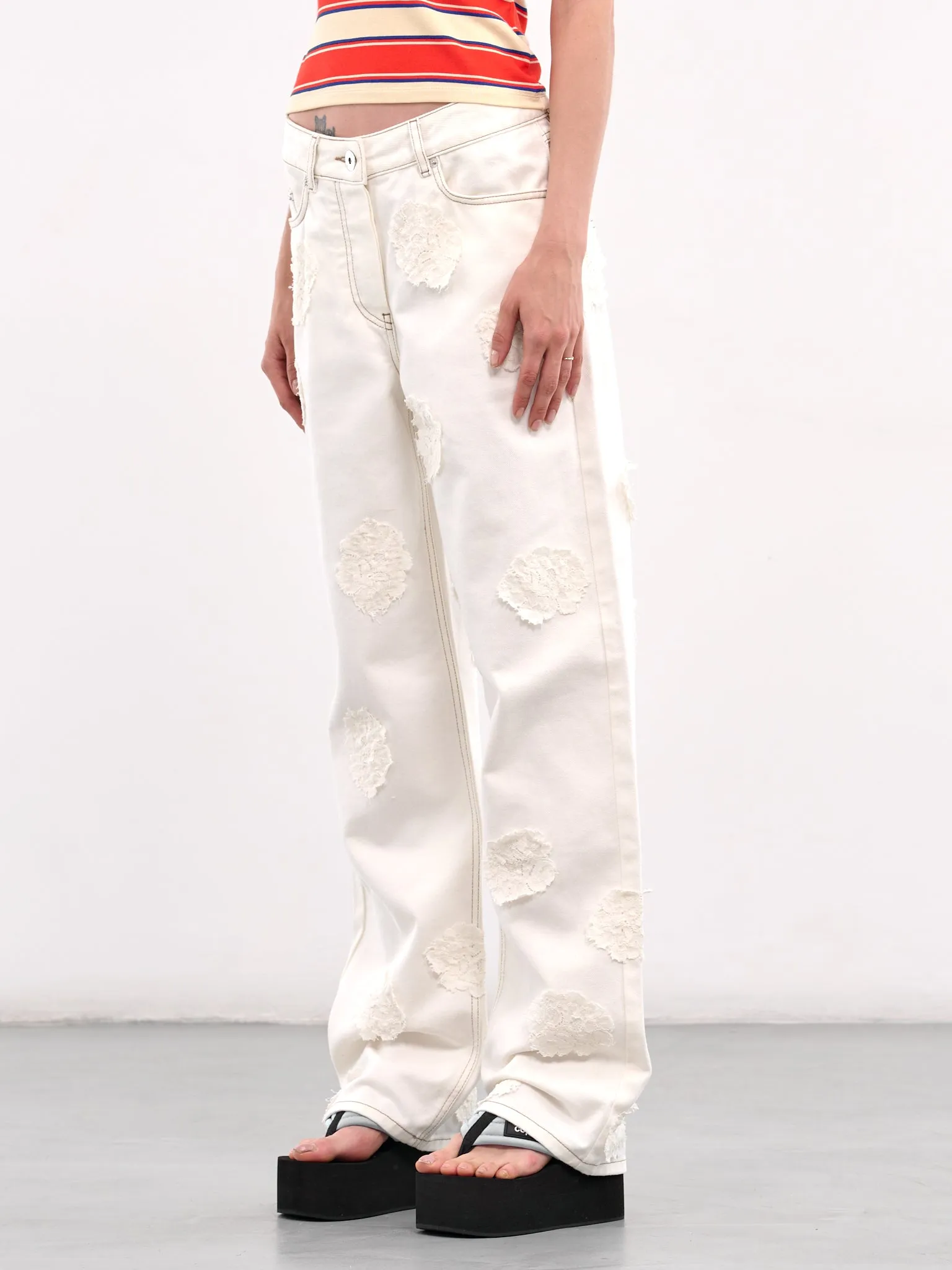 Lace Patch Jeans (PA044B-WHITE-LACE) sold by lorenzo product image thumbnail 2