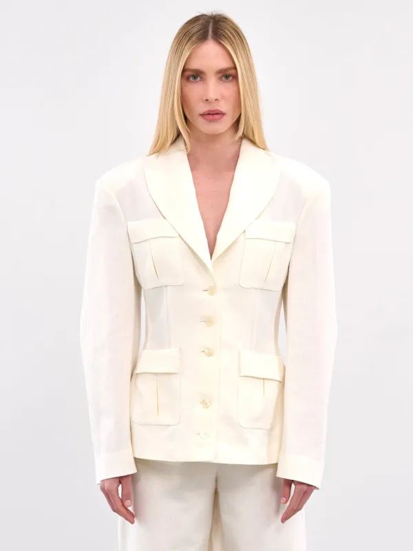 Tailored Cargo Blazer (ROWA15170ARA372-WHITE) made by Rochas