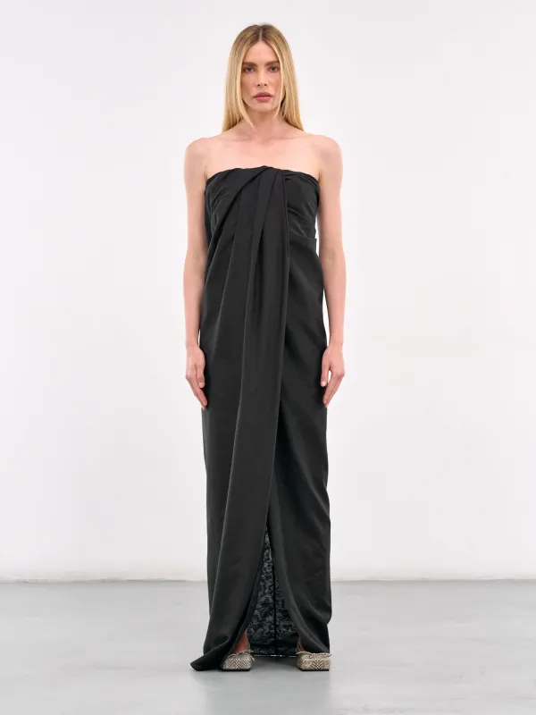 Draped Maxi Dress (ROWA50360FRA368-BLACK) sold by lorenzo