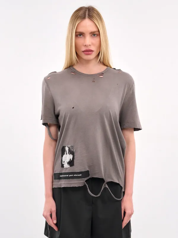 Fanie Distressed Patches Tee (B0013050-FA638-CLOUDY-GREY) sold by lorenzo