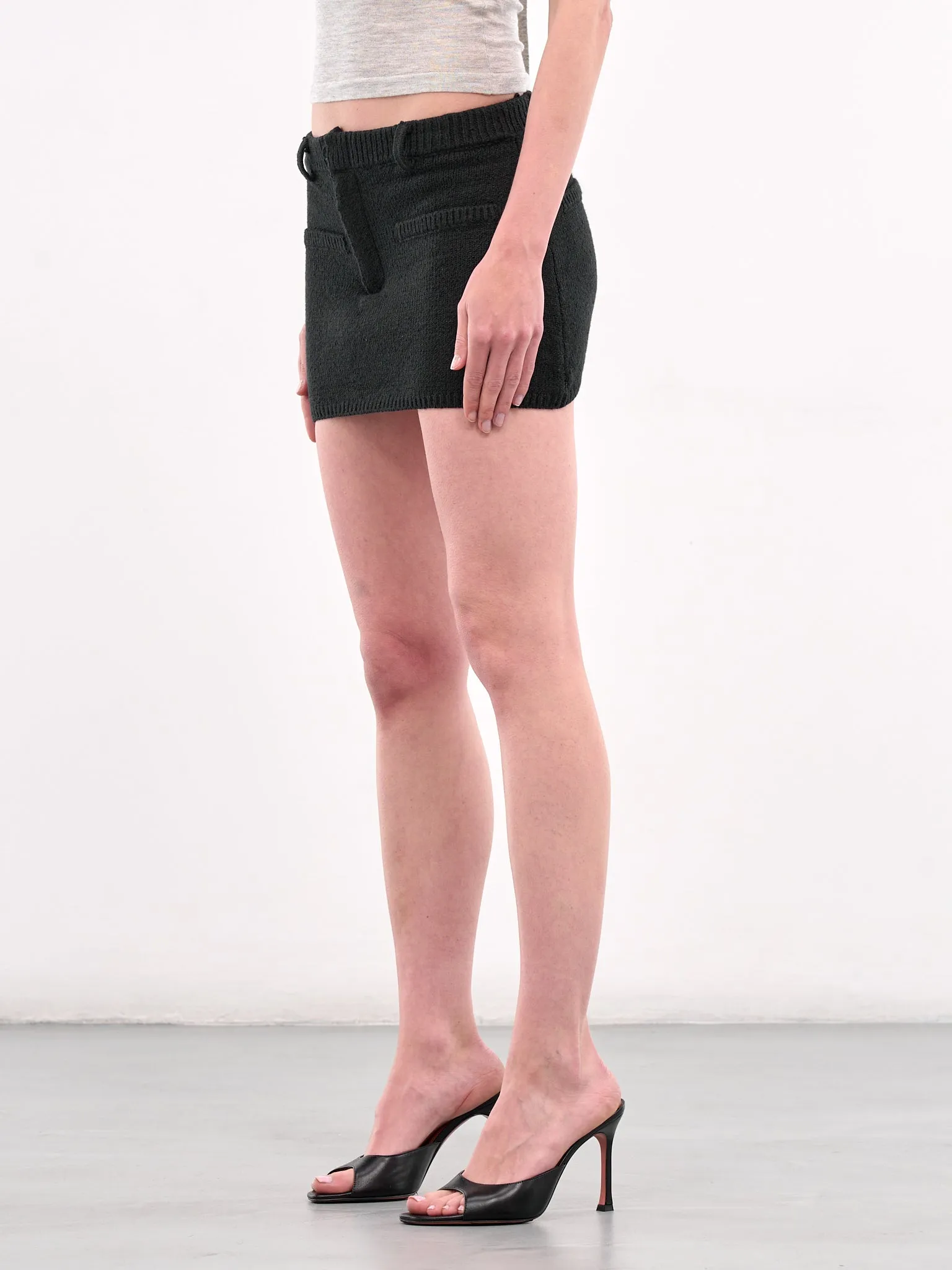 Knit Mini Skirt (AMSS25112-BLACK) sold by lorenzo product image thumbnail 2