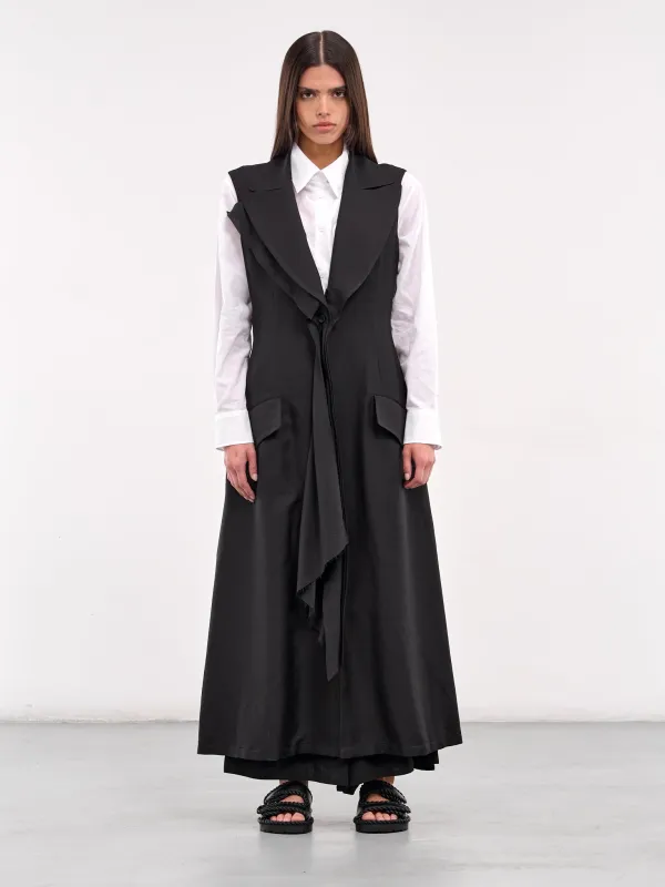 Twill Front Draped Sleeveless Dress (FP-D60-102-1-BLACK) made by Yohji Yamamoto