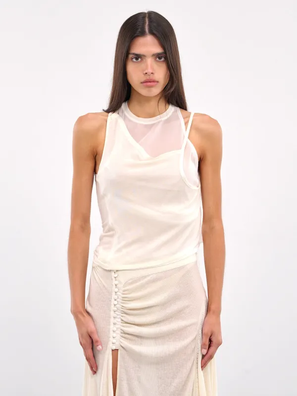 Layered Halter Top (TS13W-WHITE) made by lorenzo
