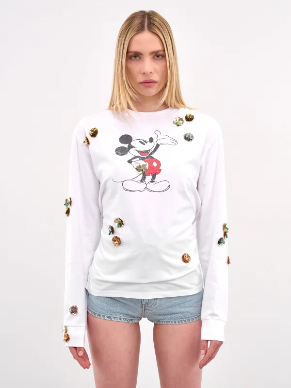 Disney Mickey Sequin Flower Tee (DJS157SFF5037-WHITE-MULTI) sold by lorenzo