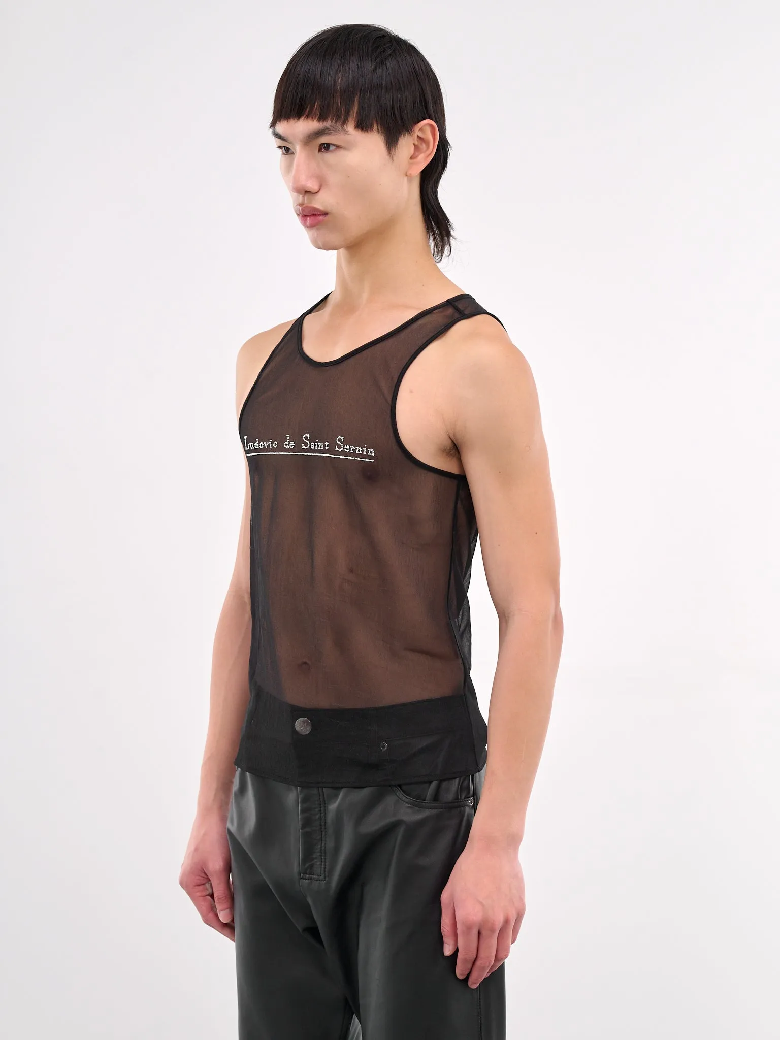 Mesh Logo Tank Top (TP001-U-PL001-BLACK) sold by lorenzo product image thumbnail 2