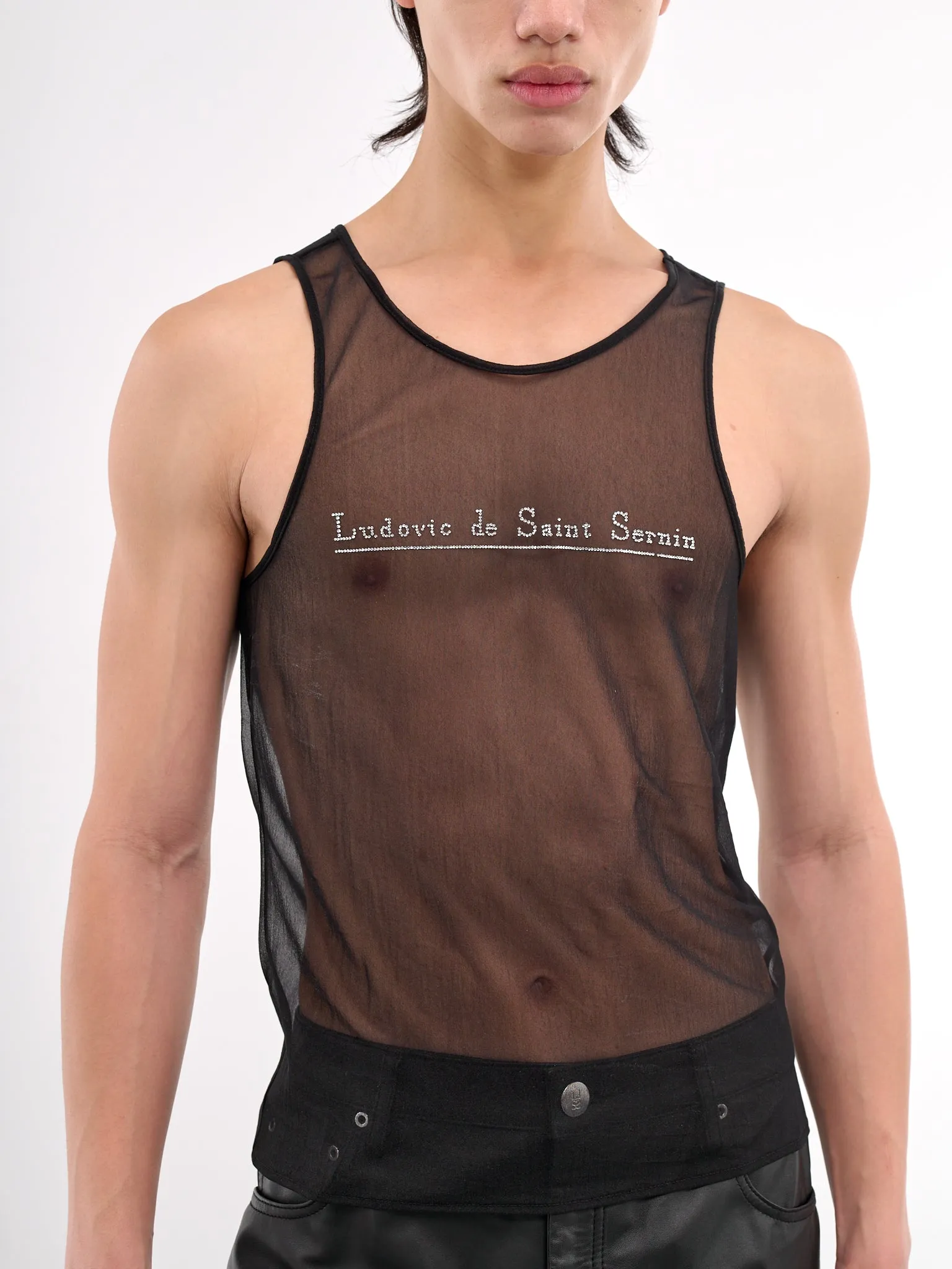Mesh Logo Tank Top (TP001-U-PL001-BLACK) sold by lorenzo product image thumbnail 5