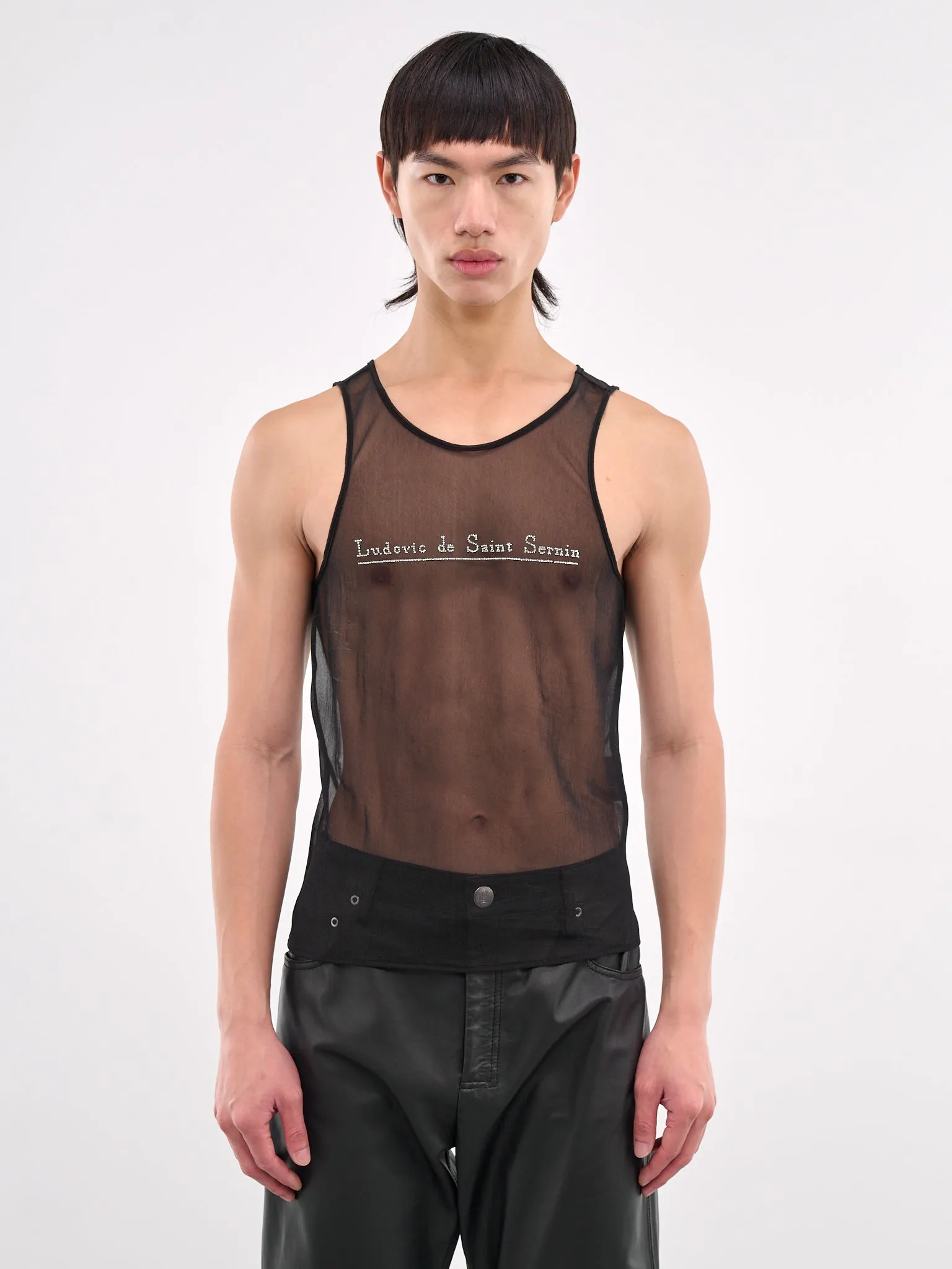 Mesh Logo Tank Top (TP001-U-PL001-BLACK) sold by lorenzo