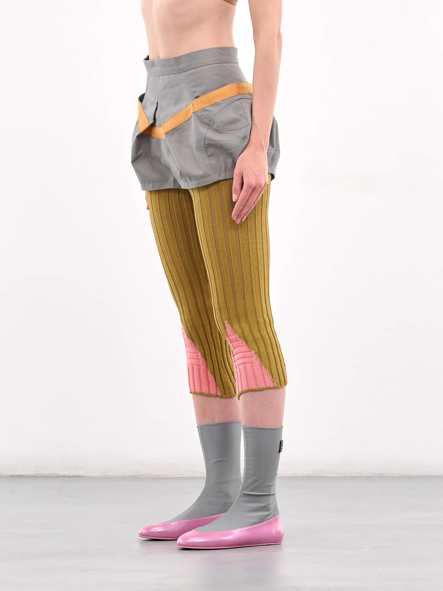 Hybrid Knit Shorts (T06-19-GREY-MUSTARD-PINK) sold by lorenzo product image thumbnail 2
