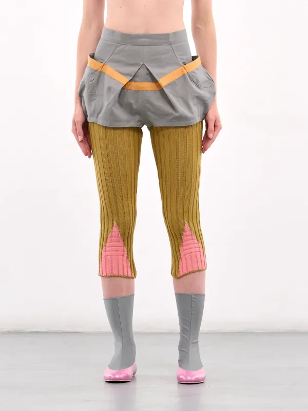 Hybrid Knit Shorts (T06-19-GREY-MUSTARD-PINK) sold by lorenzo
