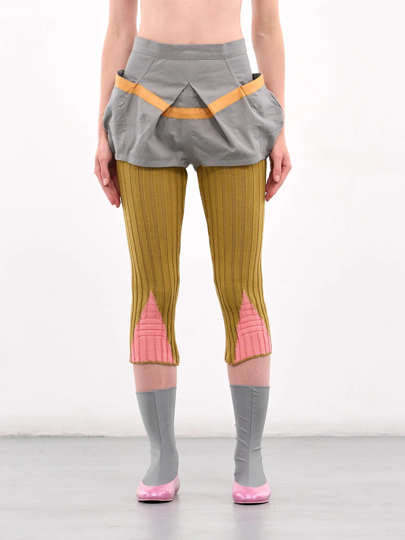 Hybrid Knit Shorts (T06-19-GREY-MUSTARD-PINK) sold by lorenzo