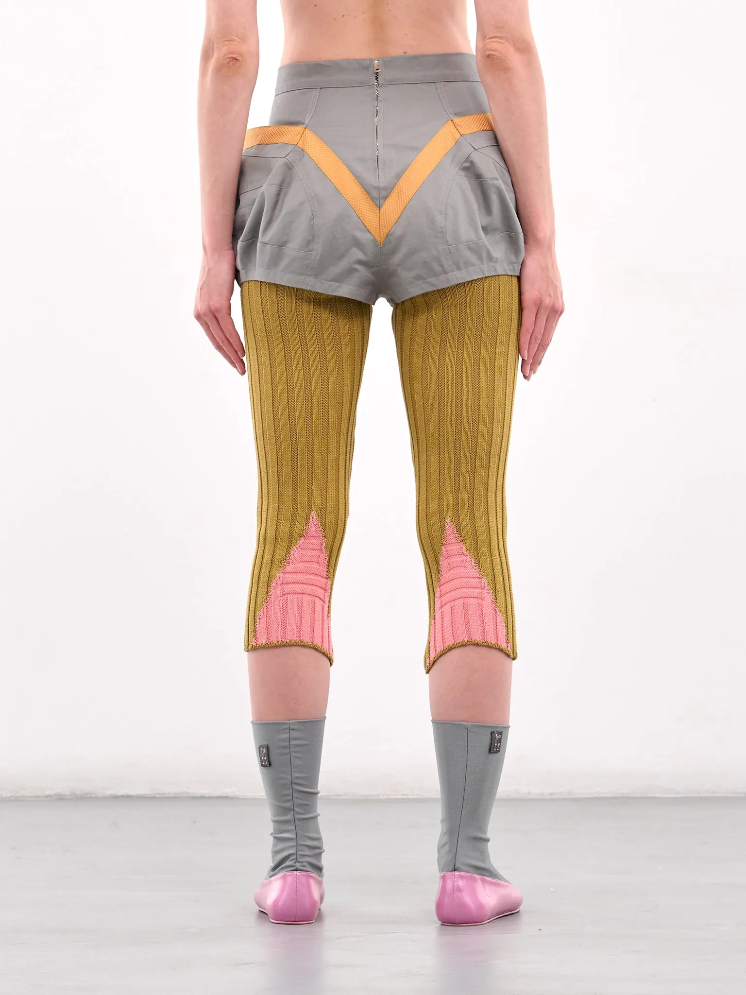 Hybrid Knit Shorts (T06-19-GREY-MUSTARD-PINK) sold by lorenzo product image thumbnail 3