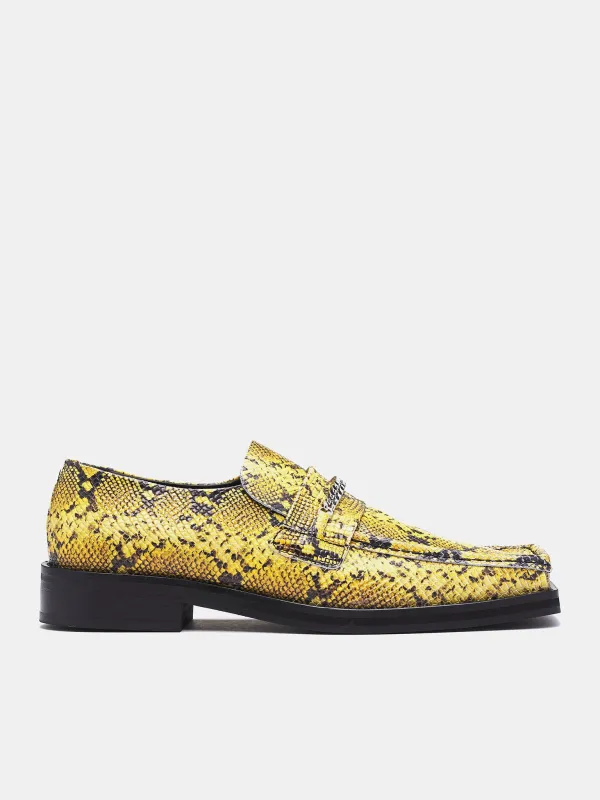 Snakeskin Square Toe Loafers (1026LE02309M-YELLOW-BLACK) sold by lorenzo