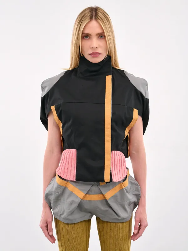 Saker Mixed-Material Jacket (J05-33-BLACK-GREY-PINK) sold by lorenzo