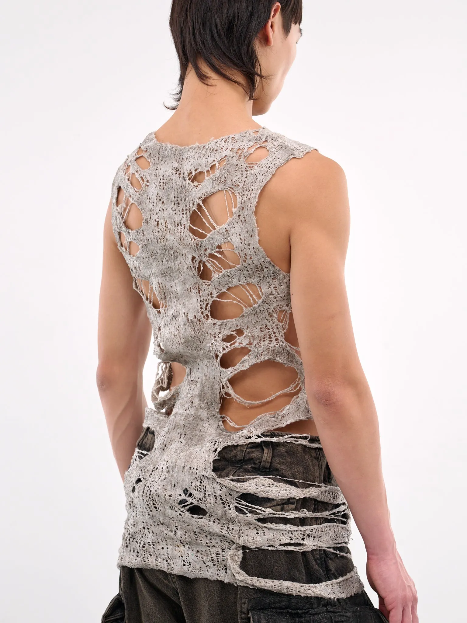 Davine Distressed Knit Tank (897KNM1-LIGHT-GREY) sold by lorenzo product image thumbnail 5