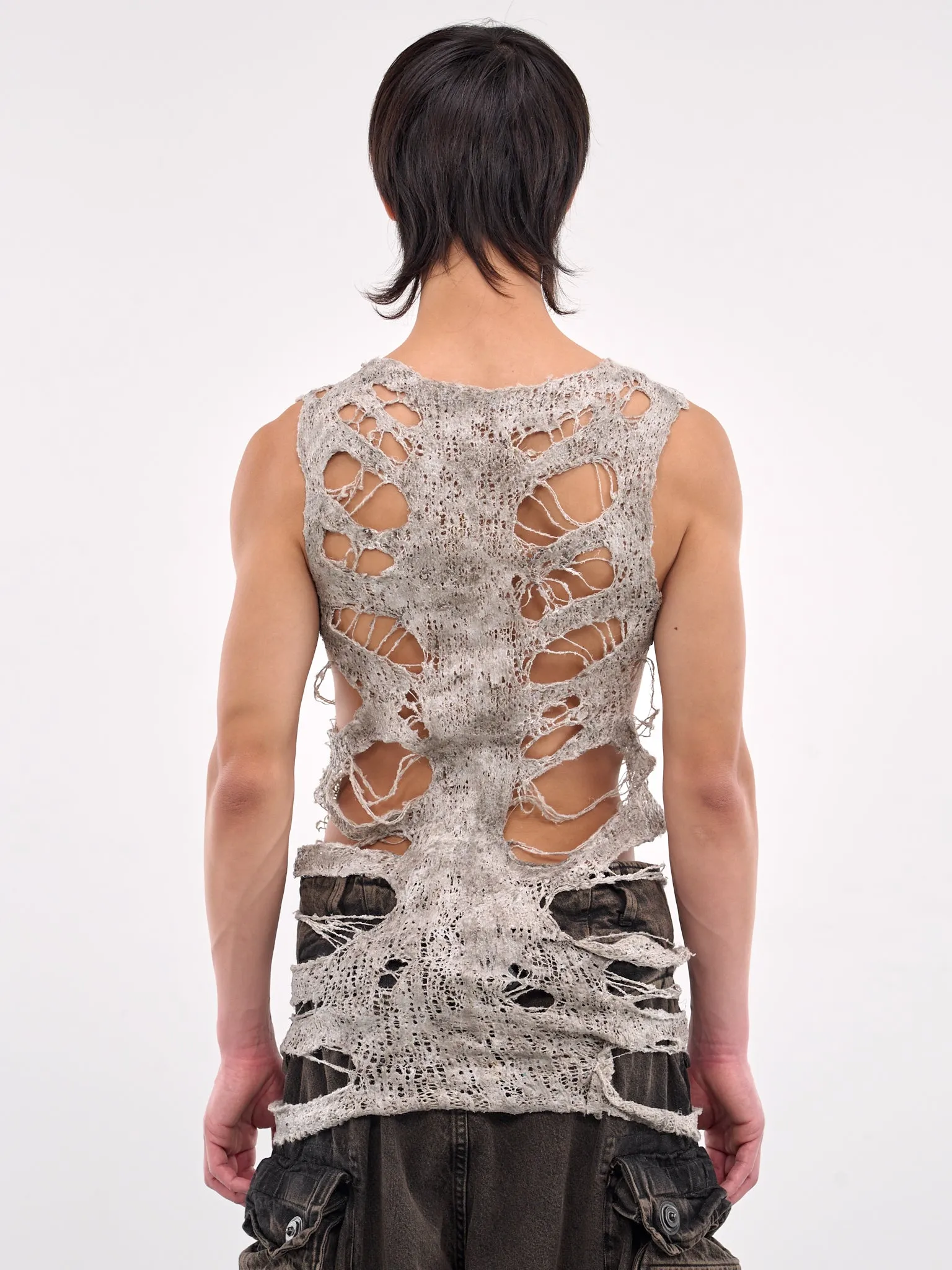 Davine Distressed Knit Tank (897KNM1-LIGHT-GREY) sold by lorenzo product image thumbnail 3