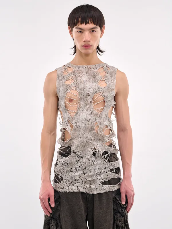 Davine Distressed Knit Tank (897KNM1-LIGHT-GREY) sold by lorenzo