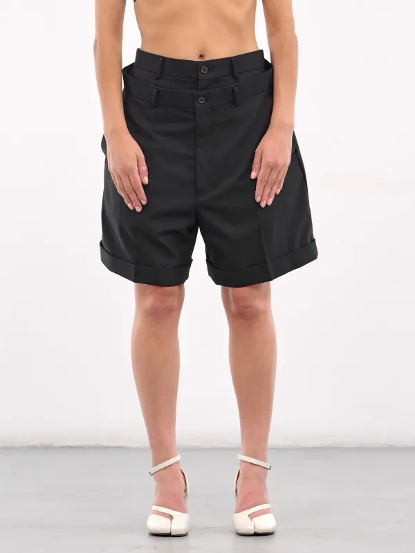 Layered Shorts (3O-P005-BLACK) sold by lorenzo