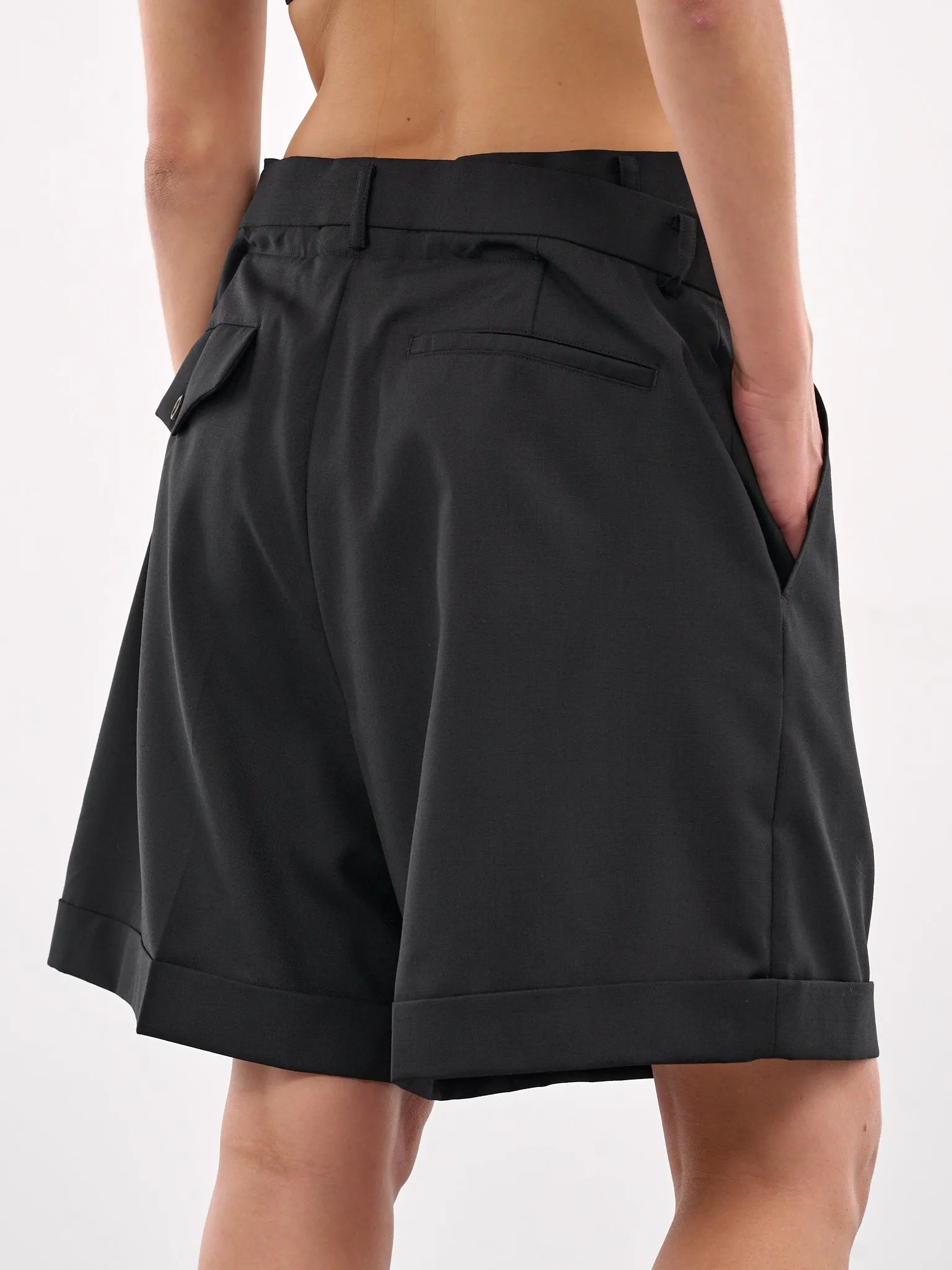 Layered Shorts (3O-P005-BLACK) sold by lorenzo product image thumbnail 5