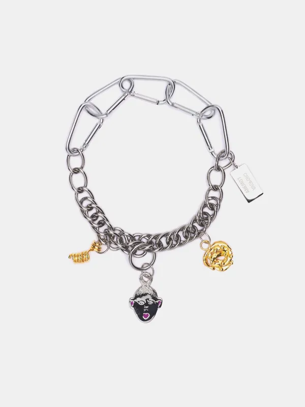 Triple Curl Charm Necklace (6587-TRIPLE-CURL-SILVER) sold by lorenzo