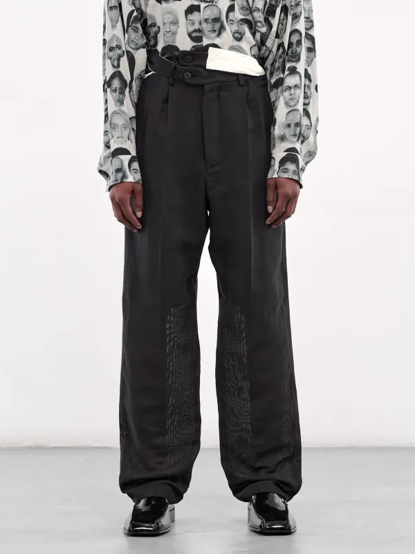Deconstructed Waistband Trousers (T68022110-LU10-BLACK) sold by lorenzo