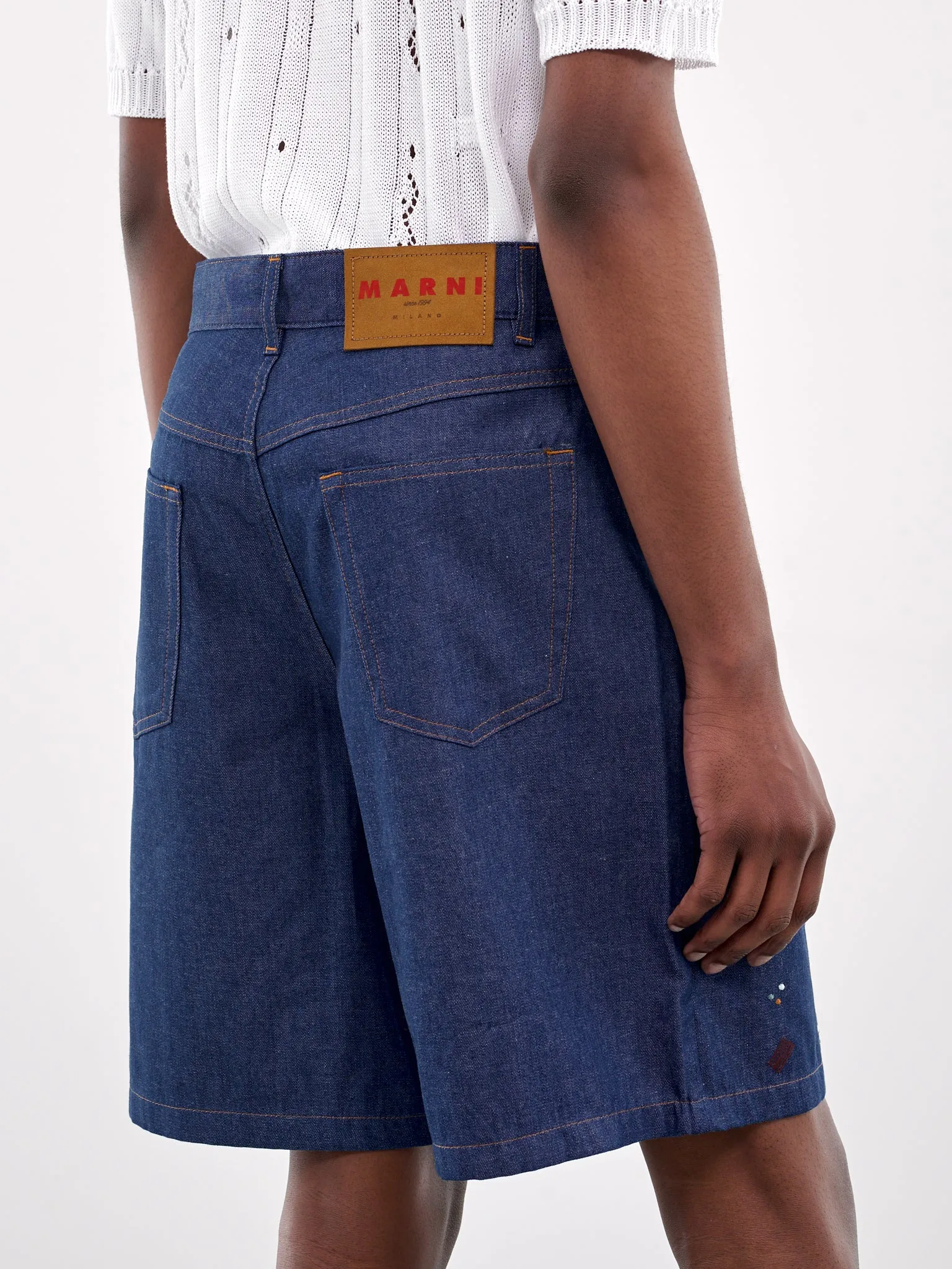 Embroidered Denim Shorts (PUJU0109S0-USCX58-BLUE) sold by lorenzo product image thumbnail 5