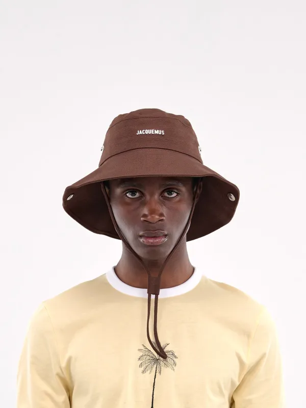 The De-Nîmes Denim Bucket Hat (255AC721-5035-BROWN) made by Jacquemus