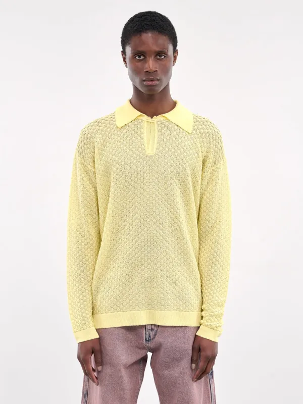 Long Sleeve Knit Polo (KN009-YELLOW) sold by lorenzo