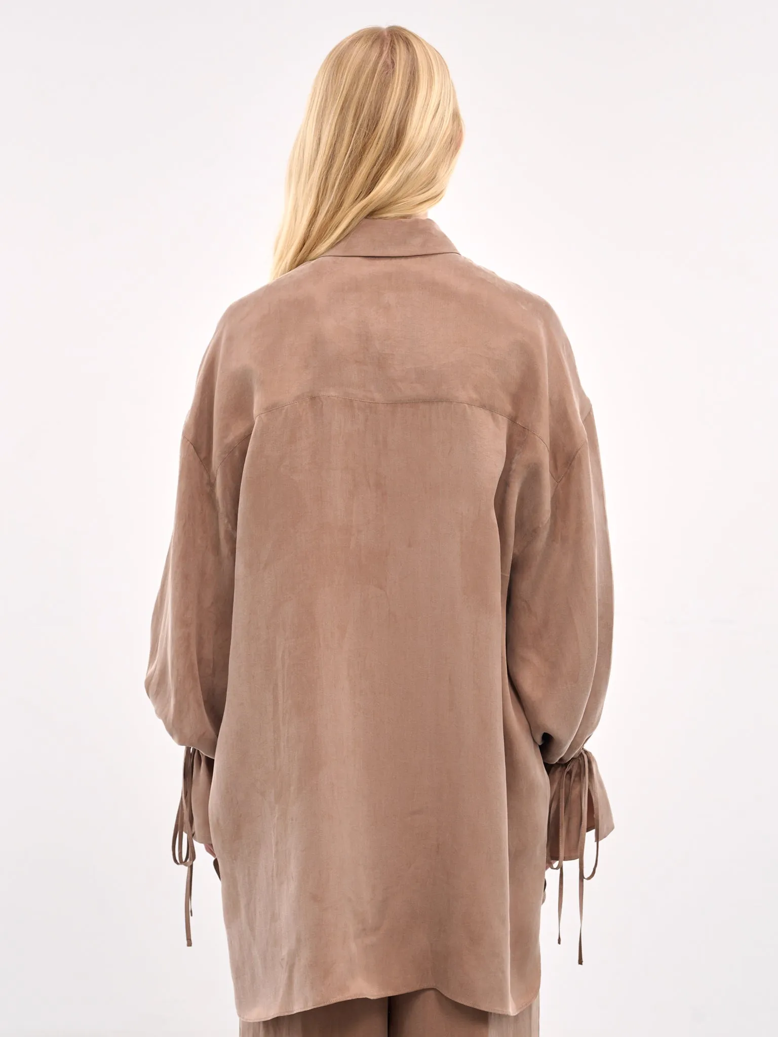 Button-Up Washed Gabardine Shirt (4A274A-N0555-BEAR-BROWN) sold by lorenzo product image thumbnail 3