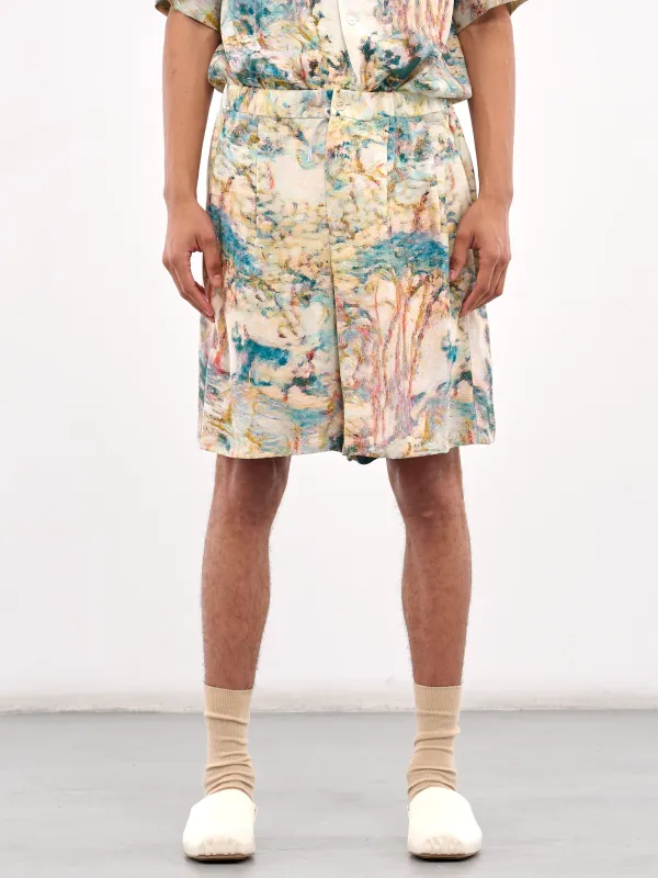 Printed Drawstring Shorts (PT035-BEIGE) sold by lorenzo