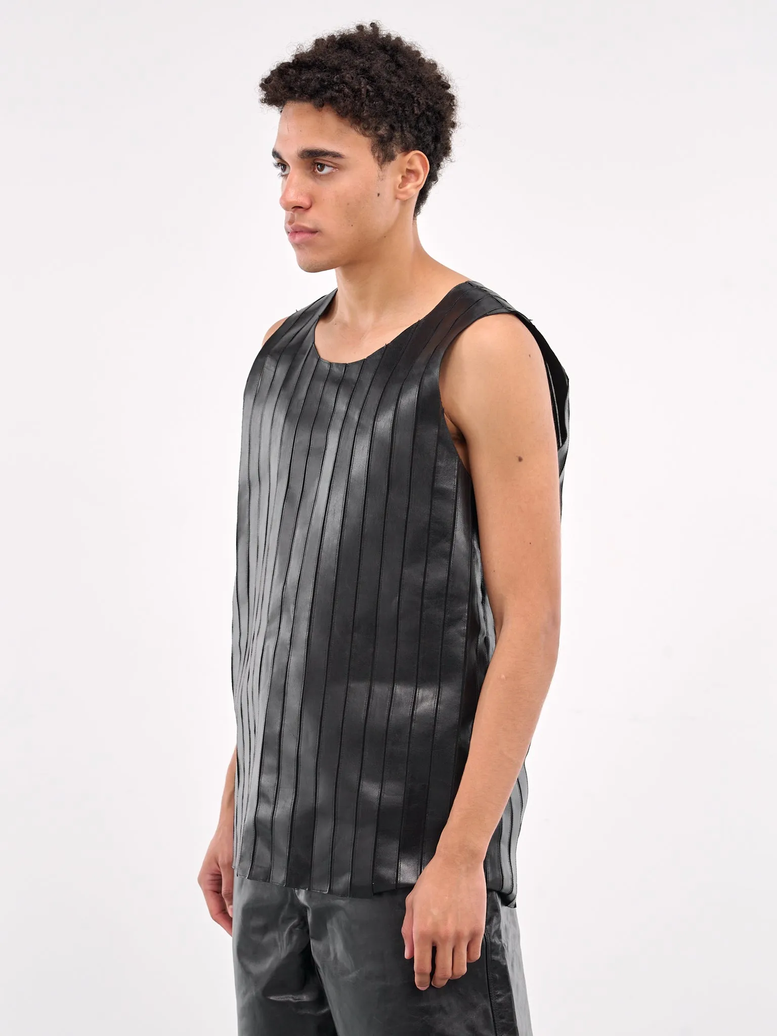 Striped Leather Tank (0650L-L235-RIDER-BLACK) sold by lorenzo product image thumbnail 2