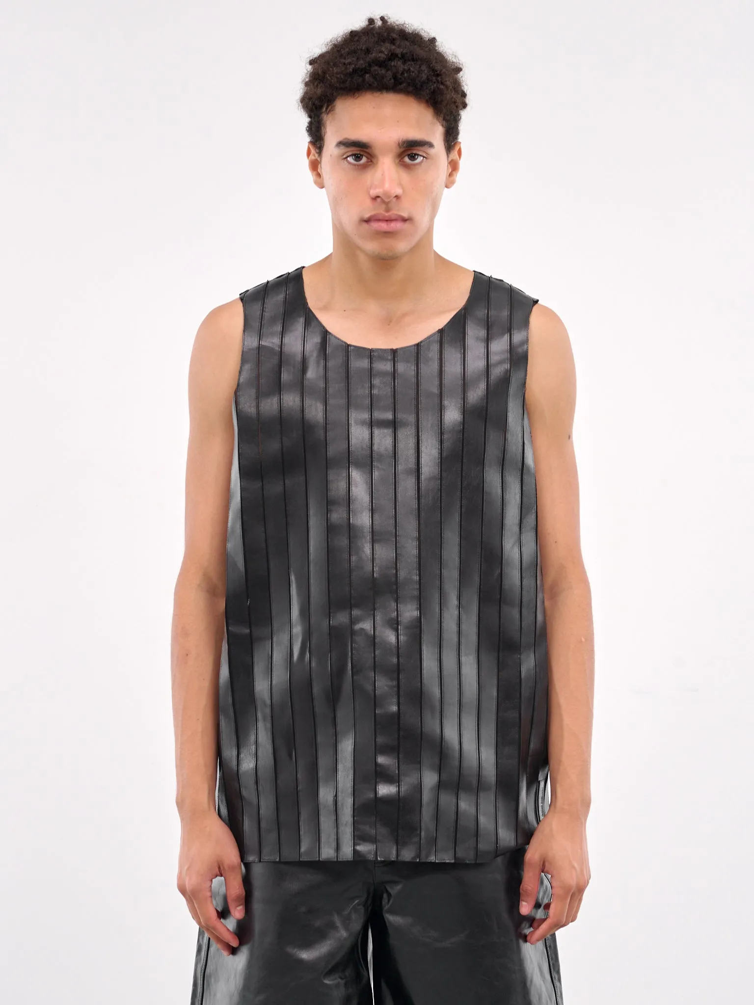 Striped Leather Tank (0650L-L235-RIDER-BLACK) sold by lorenzo