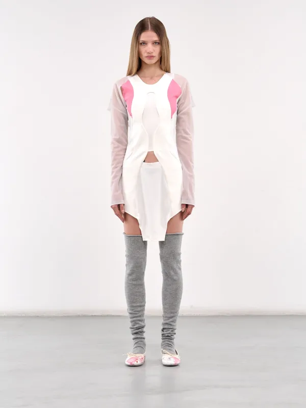 Long Sleeve Paneled Dress (AW014-WHITE) made by Ashley Williams