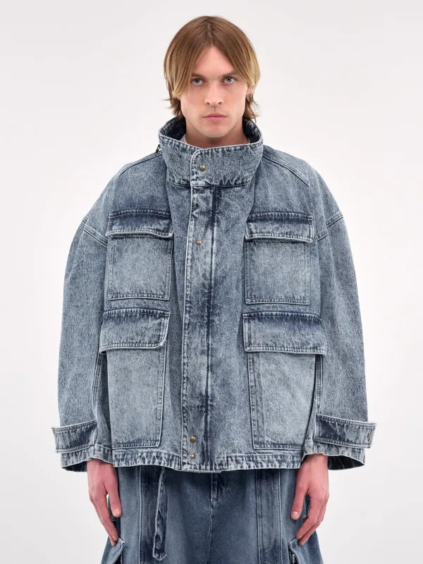 Denim Utility Cargo Jacket (HMMA67024A-LIGHT-PASTEL-BLUE) sold by lorenzo