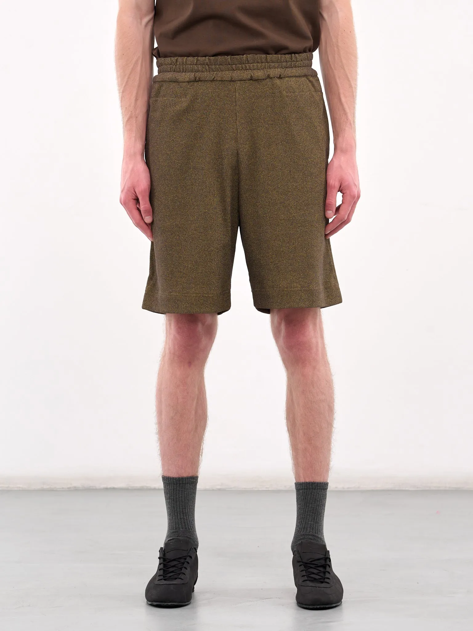 Rivet Elasticated Lounge Shorts (JER-110-03-DIRTY-YELLOW) sold by lorenzo