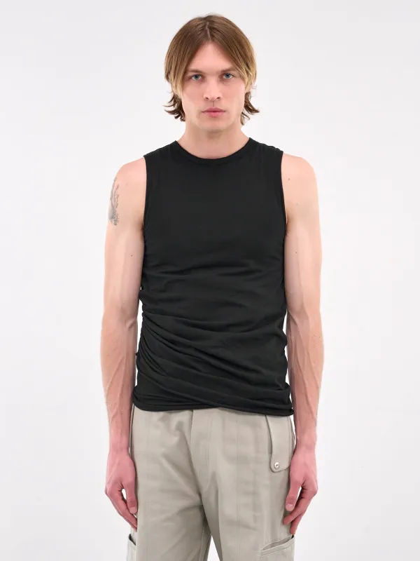 Draped Tank Top (JER-105-01-BLACK) sold by lorenzo