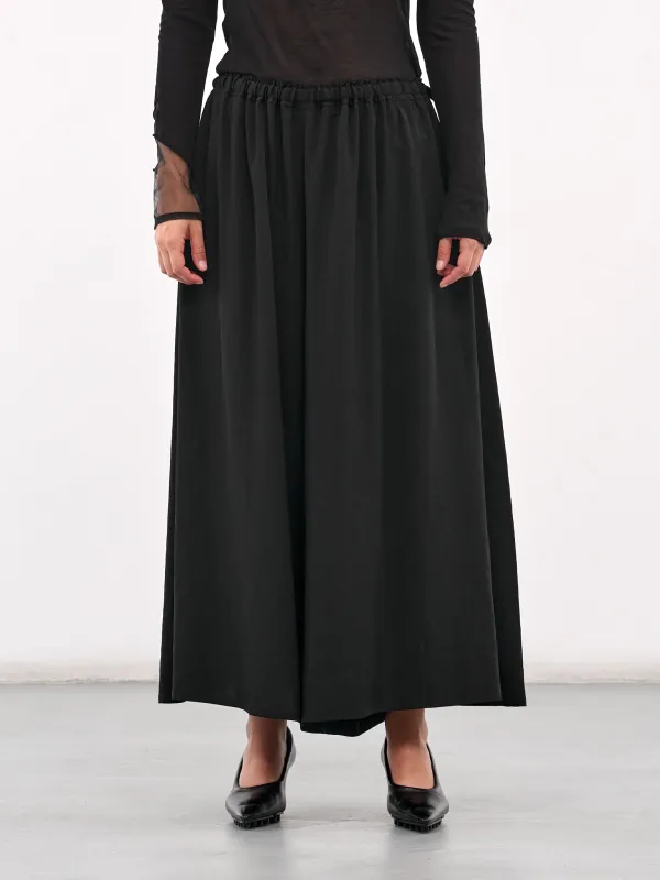 Crepe De Chine Skirt-Pants (FP-P62-500-1-BLACK) made by Yohji Yamamoto