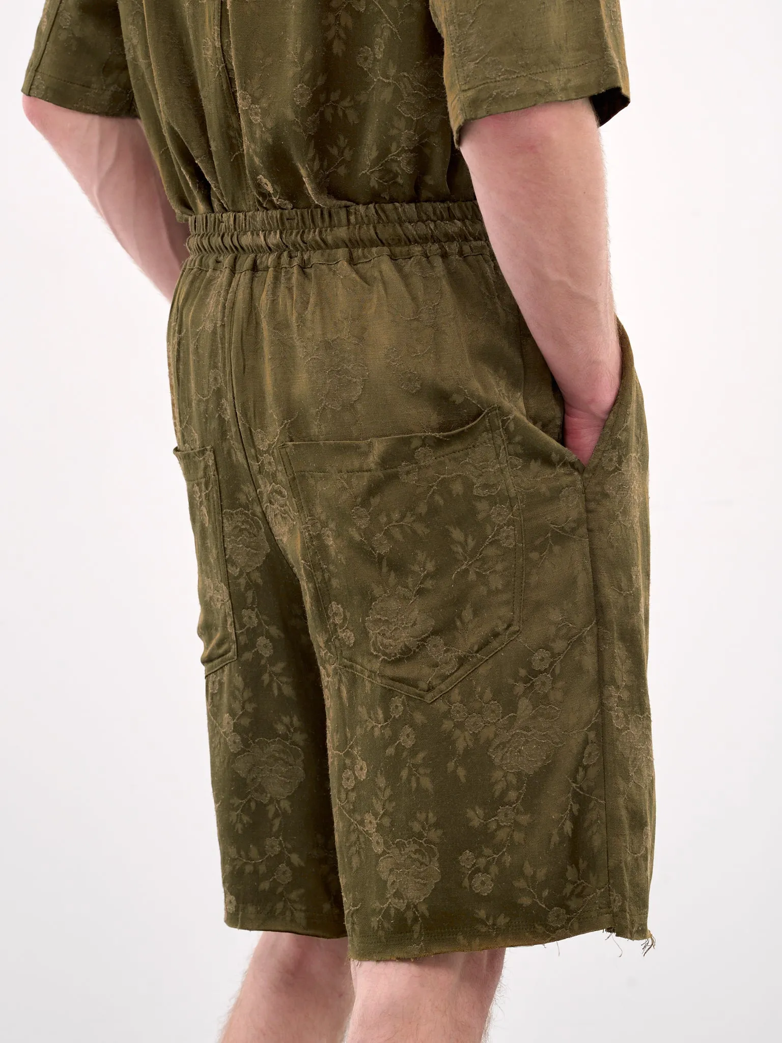 Raw Lined Elasticated Shorts (251-MST050RL-KHAKI) sold by lorenzo product image thumbnail 5
