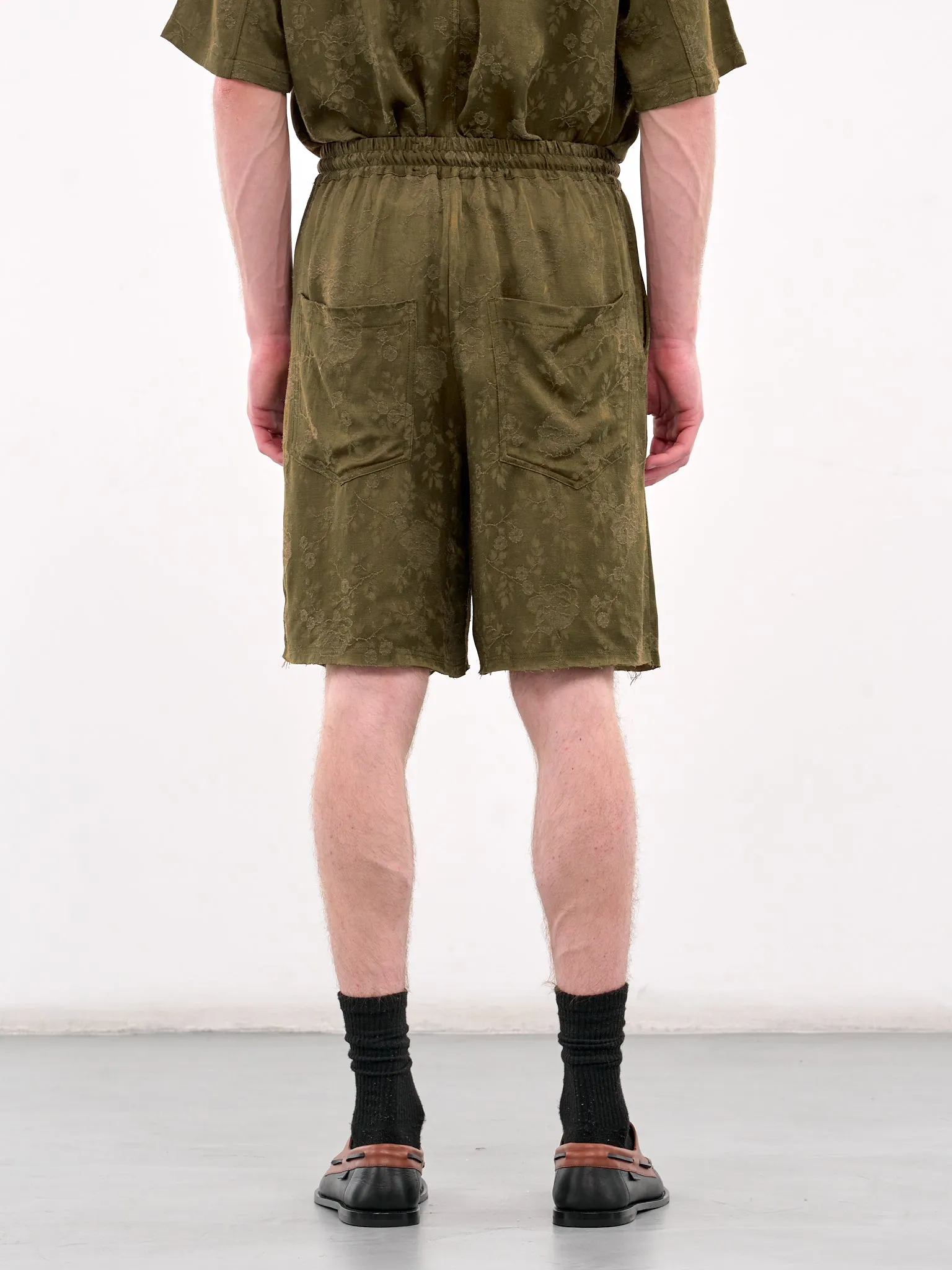 Raw Lined Elasticated Shorts (251-MST050RL-KHAKI) sold by lorenzo product image thumbnail 3
