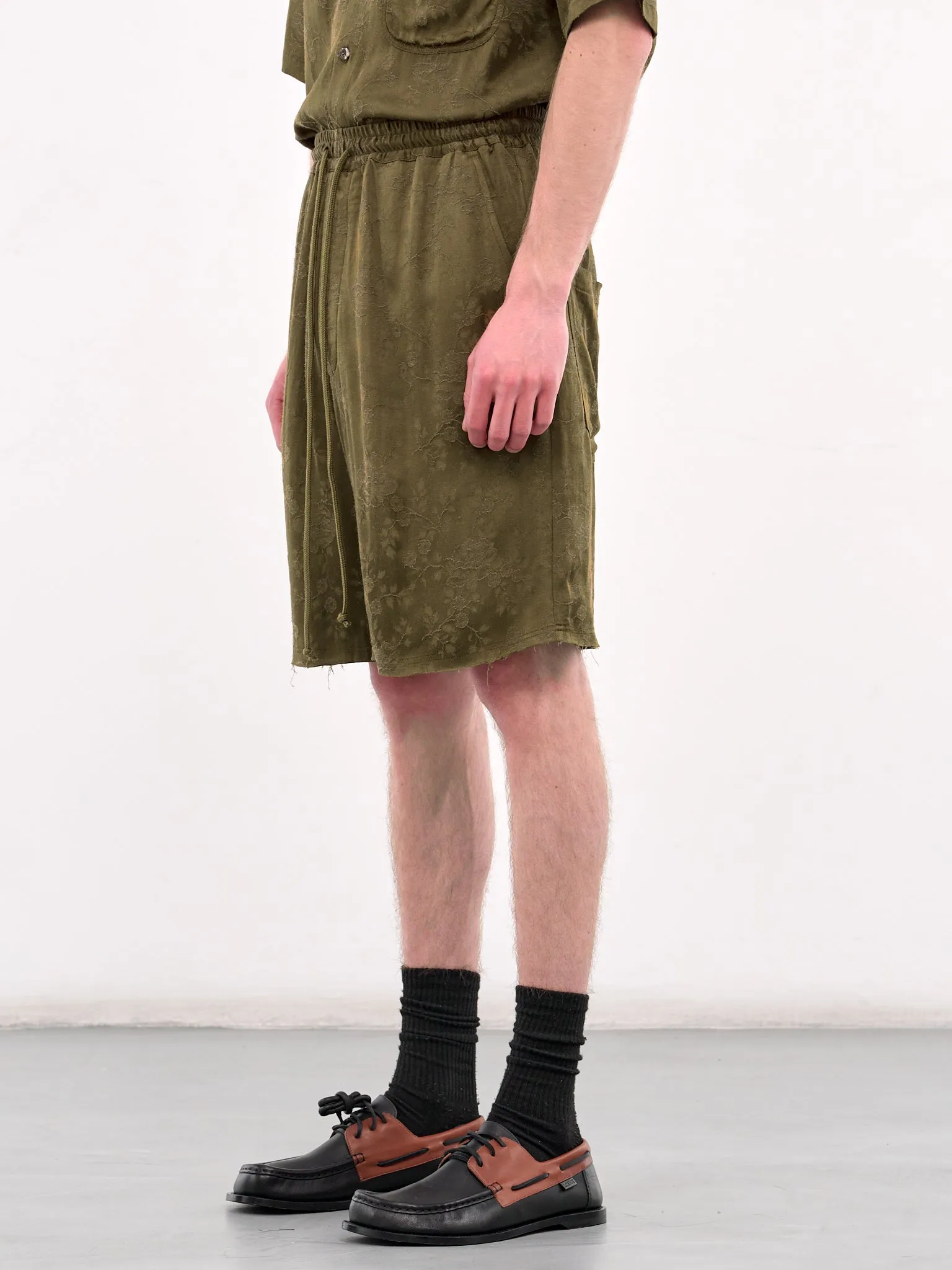 Raw Lined Elasticated Shorts (251-MST050RL-KHAKI) sold by lorenzo product image thumbnail 2