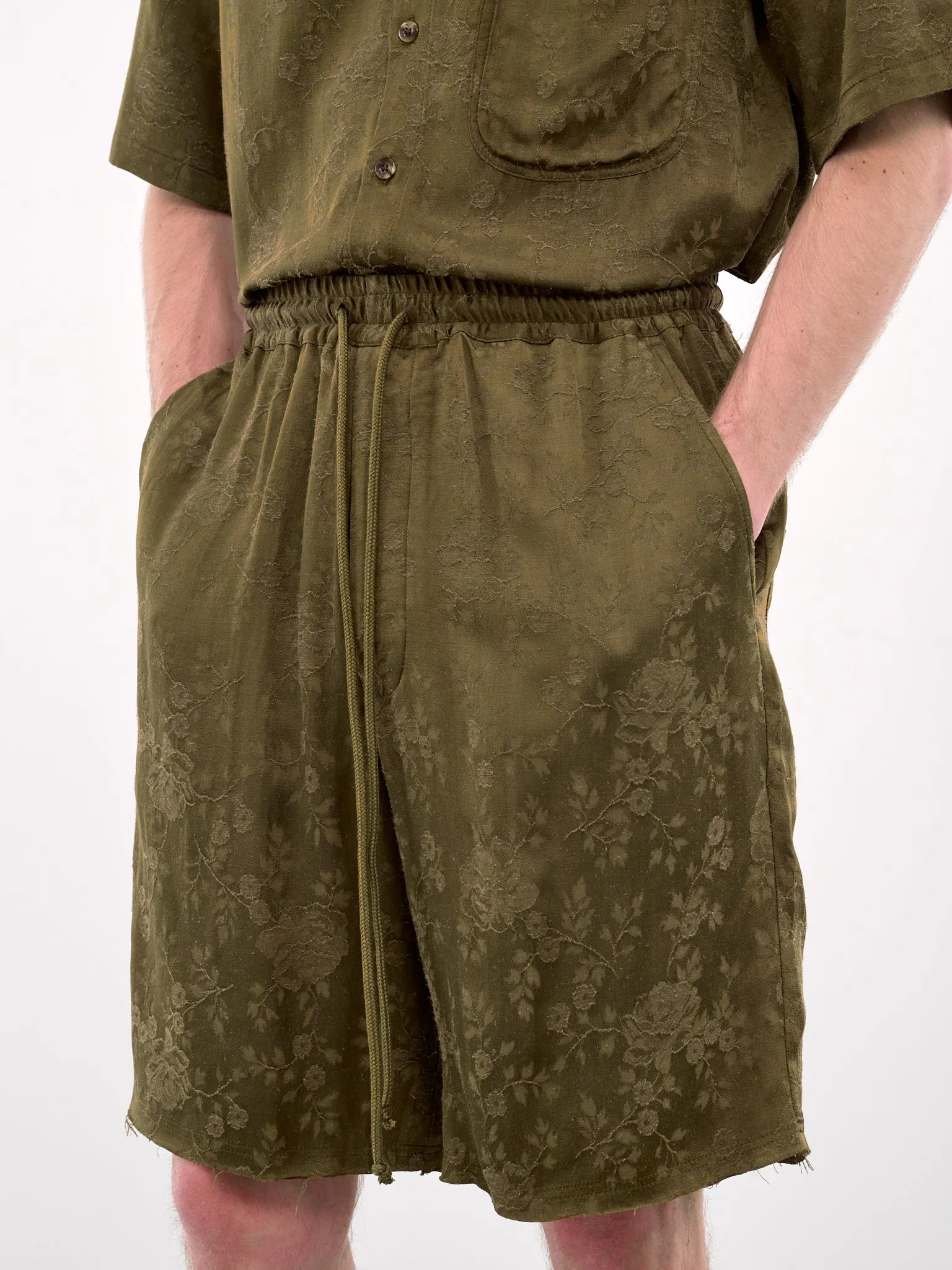 Raw Lined Elasticated Shorts (251-MST050RL-KHAKI) sold by lorenzo product image thumbnail 4