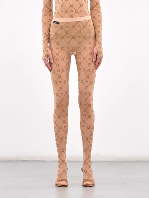 Recycled Mesh Flock Tights (WUW034A-CJER0005-CAMEL) sold by lorenzo