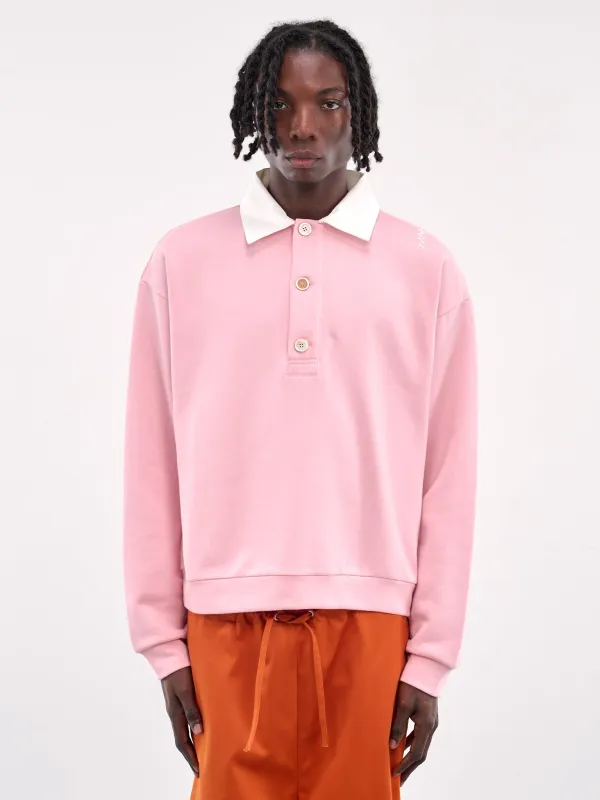 Long Sleeve Polo Sweatshirt (FUMU0145S0-UTC275-PINK-WHITE) sold by lorenzo