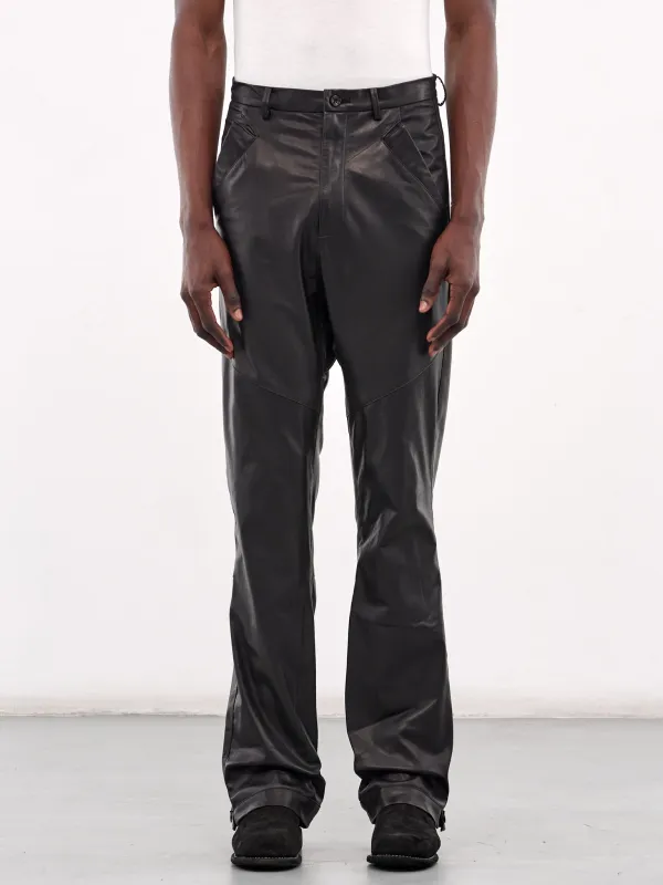 Elongated Leather Trousers (XP8-05-BLACK-LUSTER) sold by lorenzo