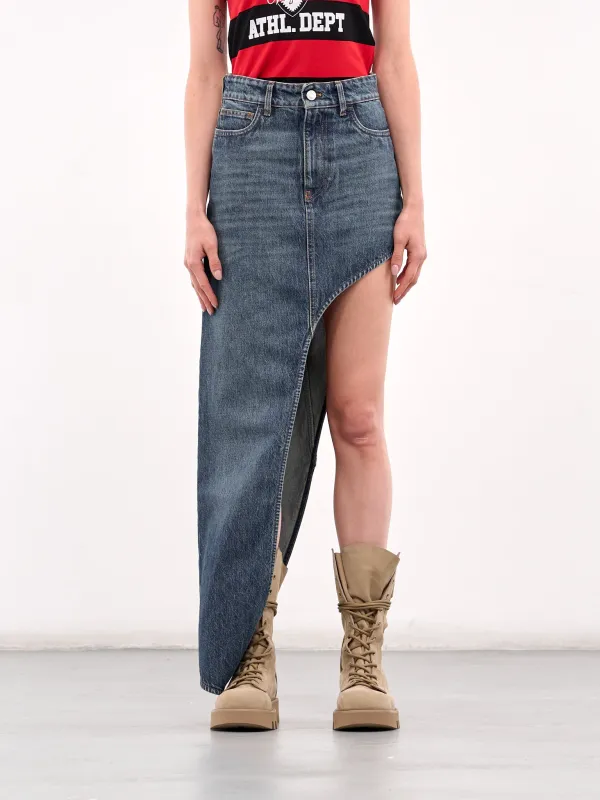 One Leg Denim Skirt (COPJ84F2014-BLUE) sold by lorenzo