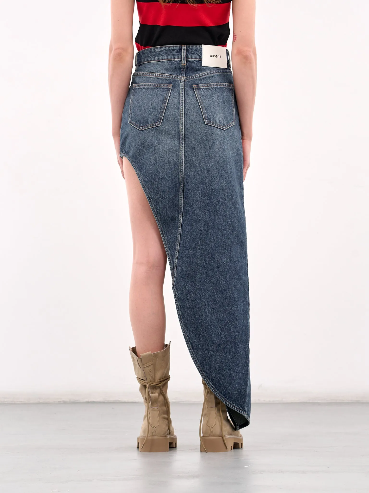 One Leg Denim Skirt (COPJ84F2014-BLUE) sold by lorenzo product image thumbnail 3