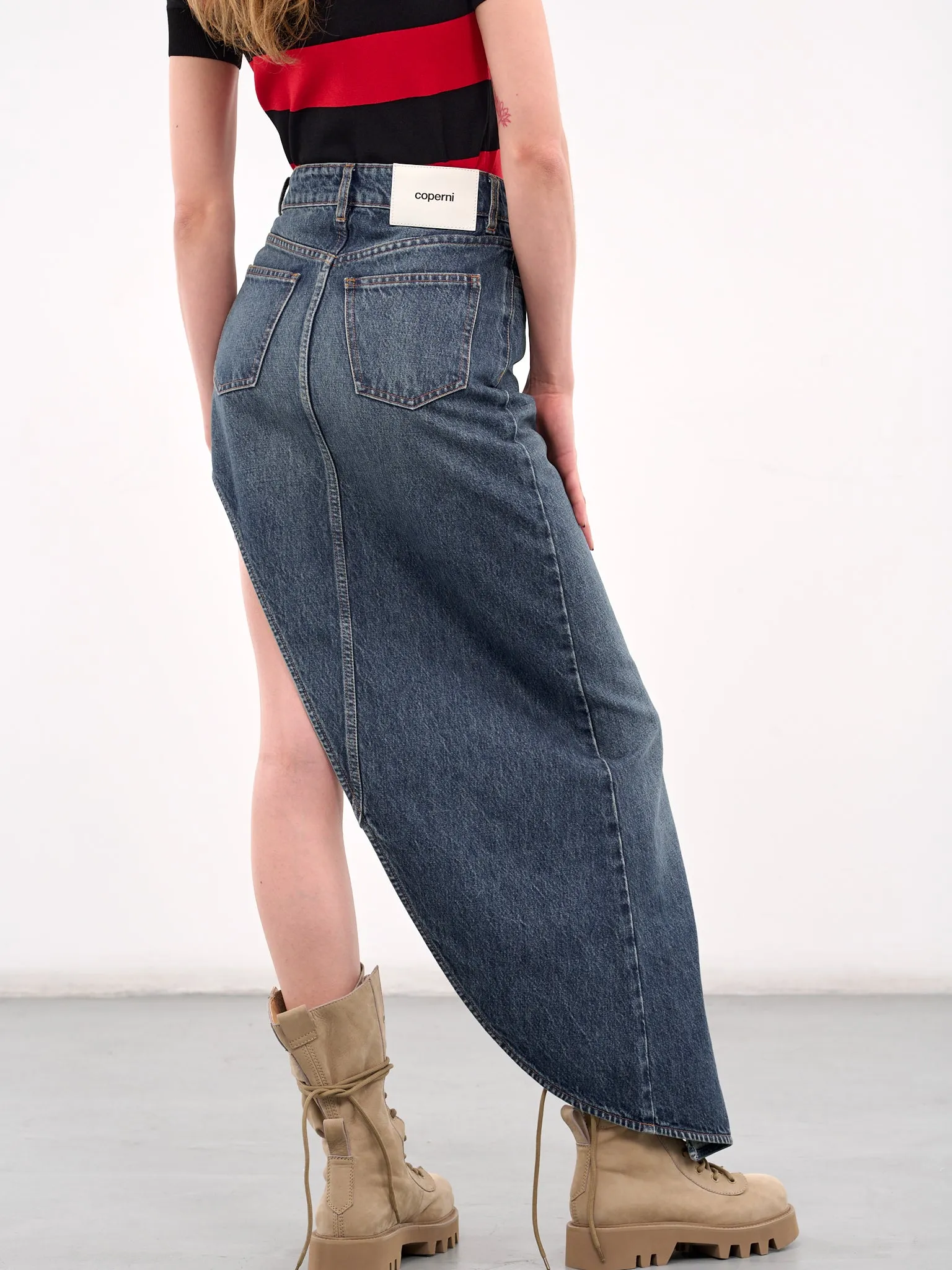 One Leg Denim Skirt (COPJ84F2014-BLUE) sold by lorenzo product image thumbnail 4