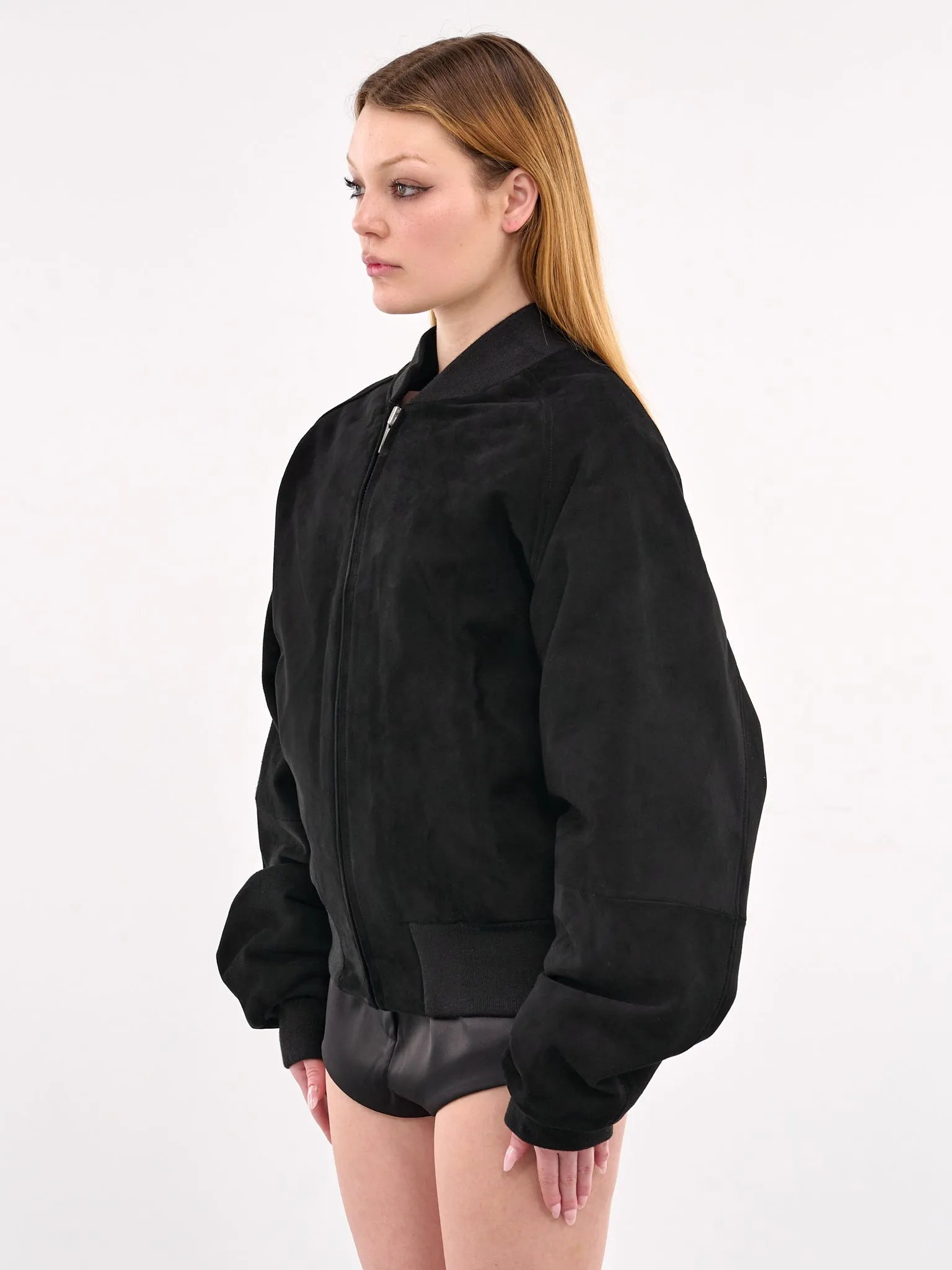 Suede Raglan Bomber Jacket (13011-RAGLAN-BLACK) sold by lorenzo product image thumbnail 2