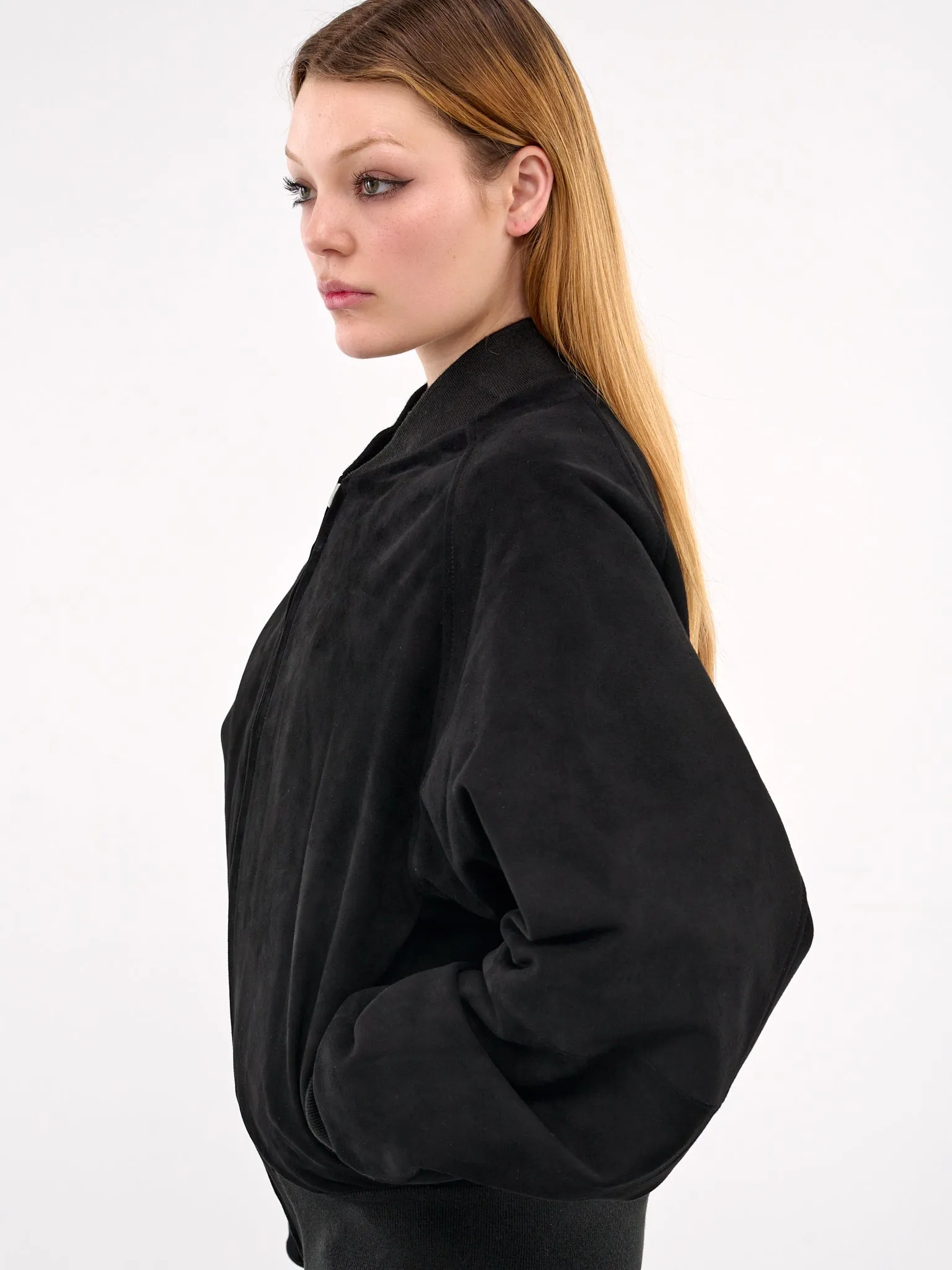 Suede Raglan Bomber Jacket (13011-RAGLAN-BLACK) sold by lorenzo product image thumbnail 5